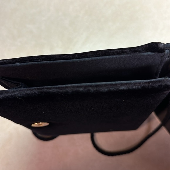 Black Velvet Gilded Clock Graphic Crossbody, Shoulder, Hand Square Dressy Purse - Picture 7 of 7